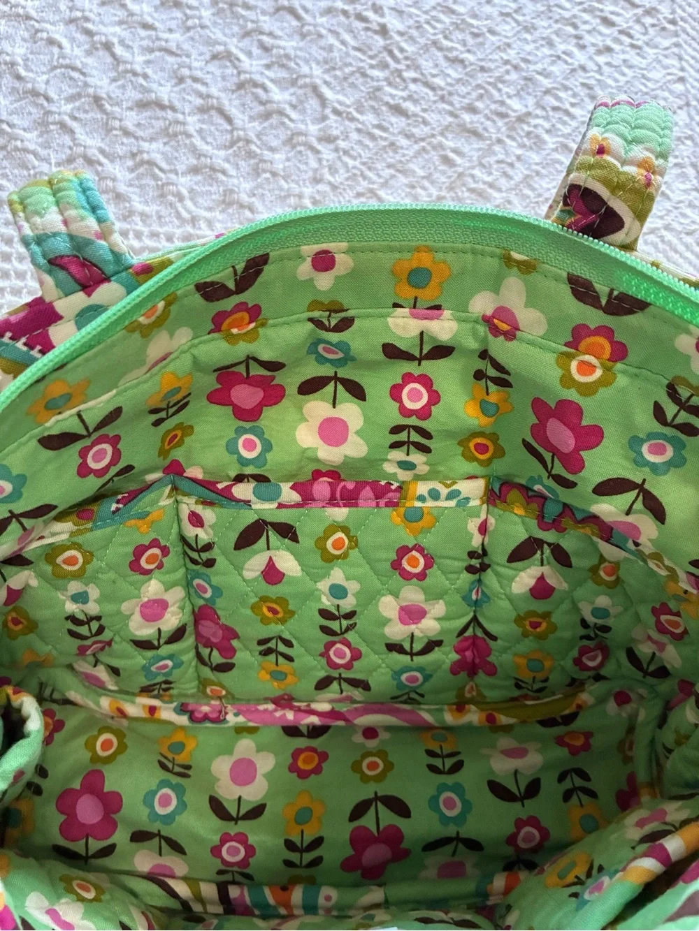 Vera Bradley Mandy Tote Shoulder Bag Purse Tutti Frutti Green Pink Paisley USA